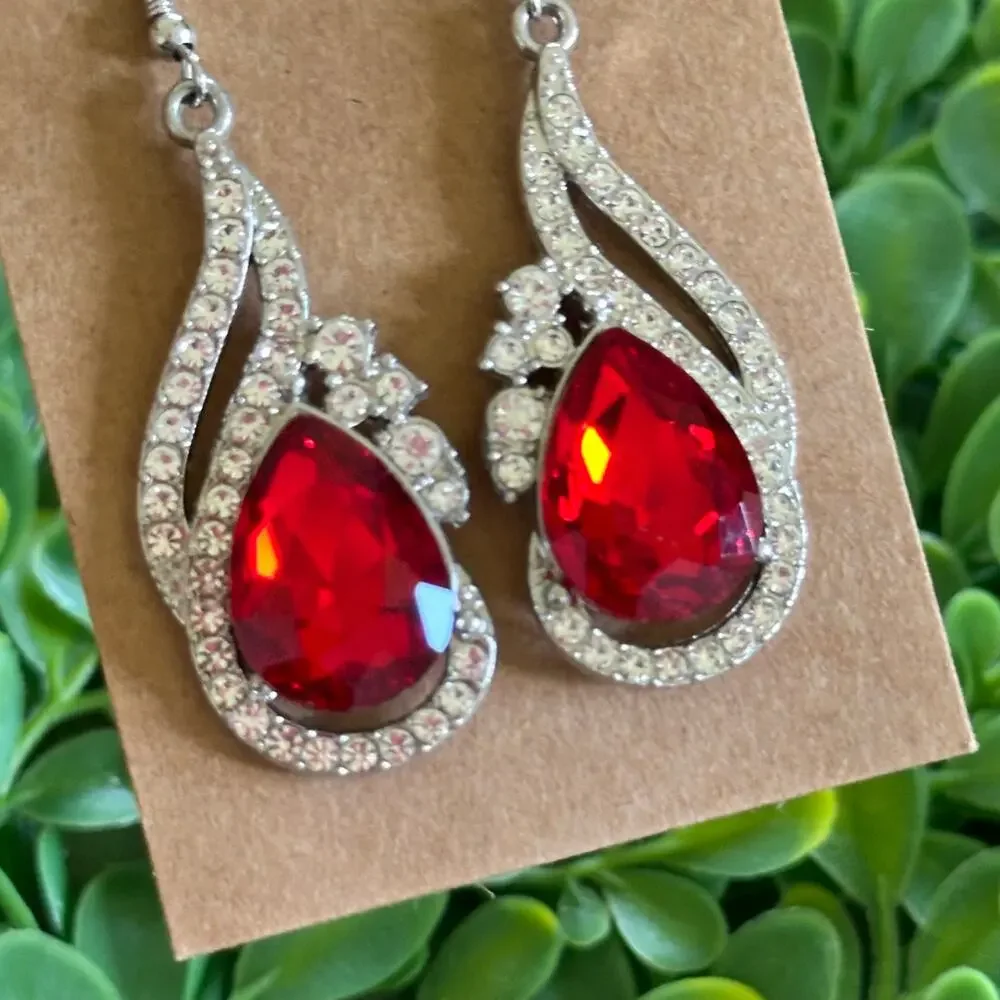 BOGO FREE CRYSTAL RED DANGLE EARRINGS